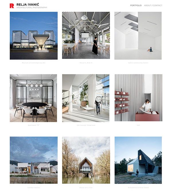Relja Ivani - Witryna poświęcona fotografii architektonicznej zbudowana przy użyciu Pixpa