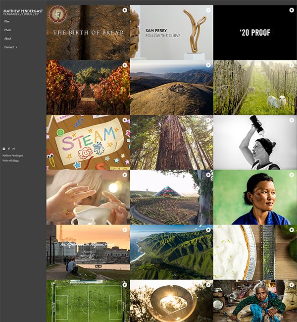 Przykłady stron internetowych z portfolio Matthew Pendergasta