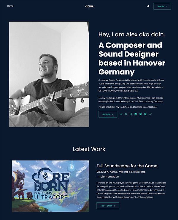 Dain Portfolio Website Examples