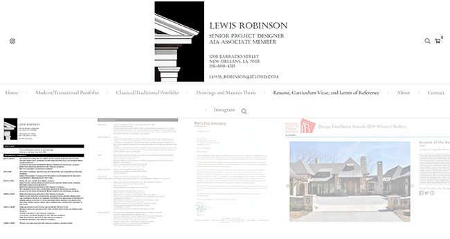 Witryna CV architekta Lewisa Robinsona