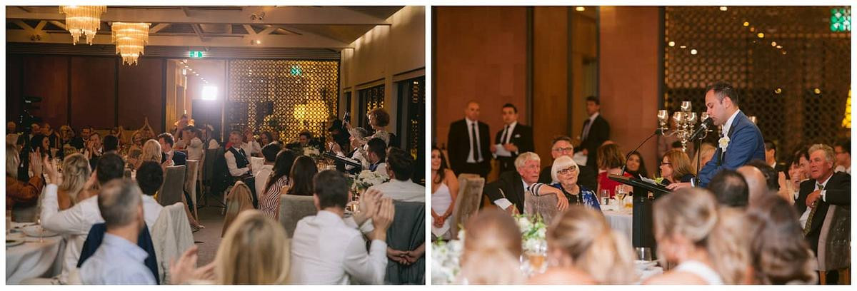 Wedding reception photos at Sergeants Mess Mosman during speeches.