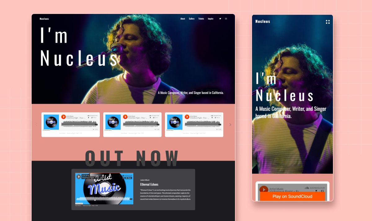 Introducing Pixpa’s new music website template - Nucleus