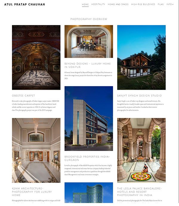 Atul Pratap Chauhan - witryna poświęcona fotografii architektury - Pixpa