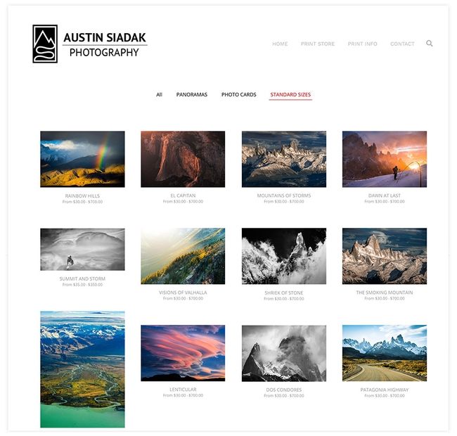 Landscape Photography Print Store on Pixpa