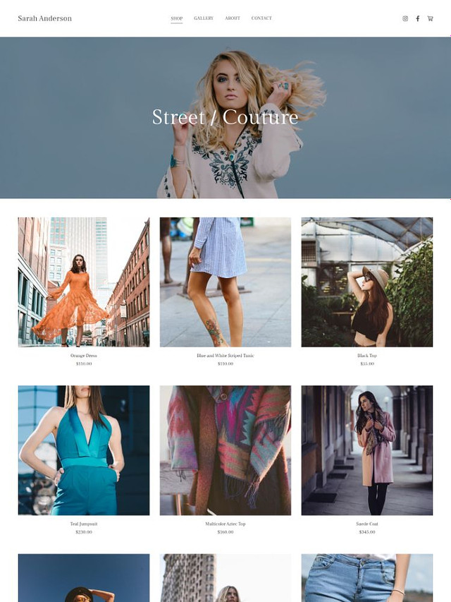Aleja -  Pixpa Szablon strony internetowej z portfolio mody