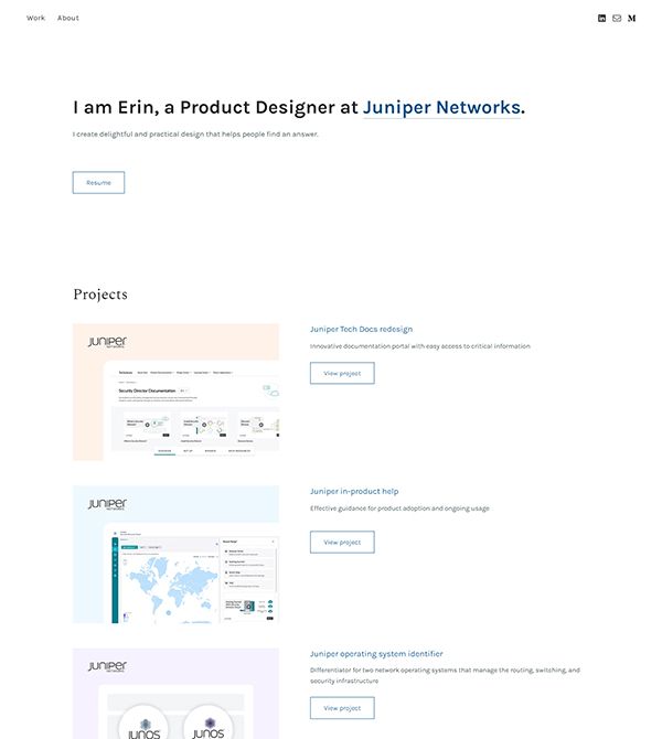 Exemples de sites Web de portefeuille Erin L