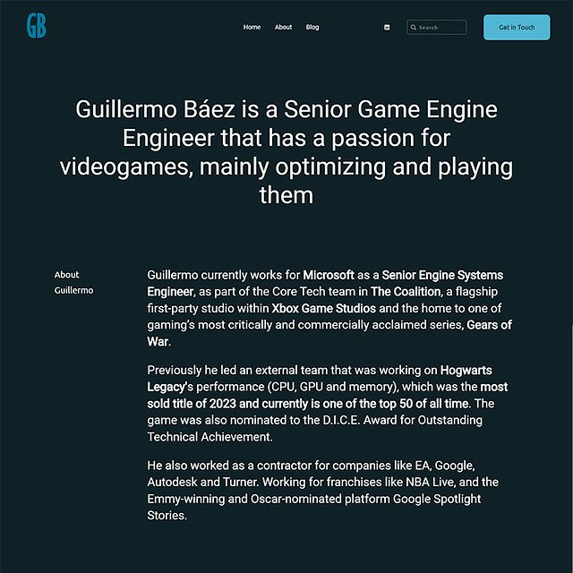 Exemples de sites Web de portfolio de Guillermo Baez