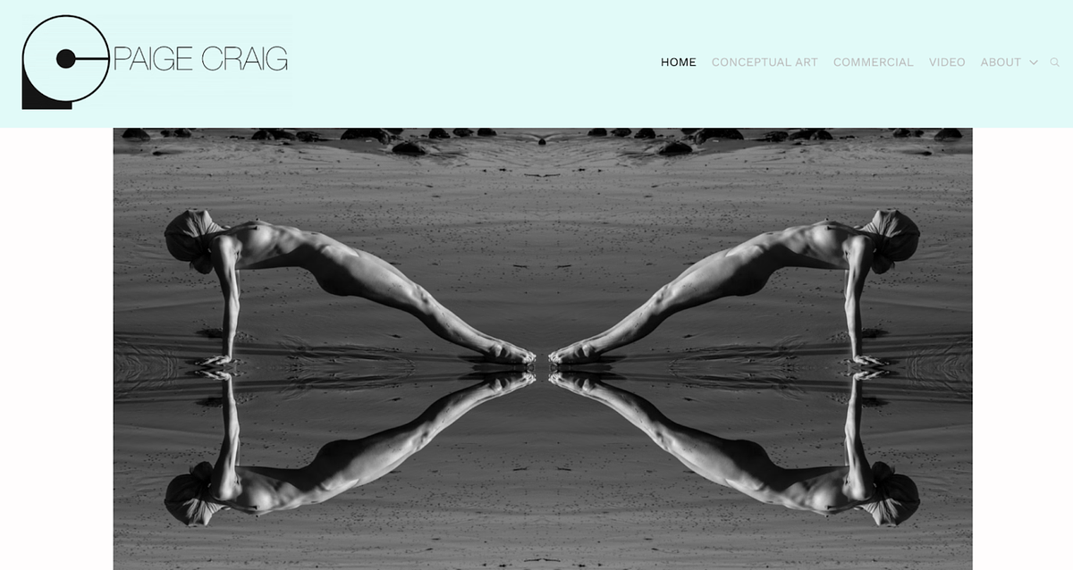 Imagem do site do portfólio de fotografia de Paige Craig